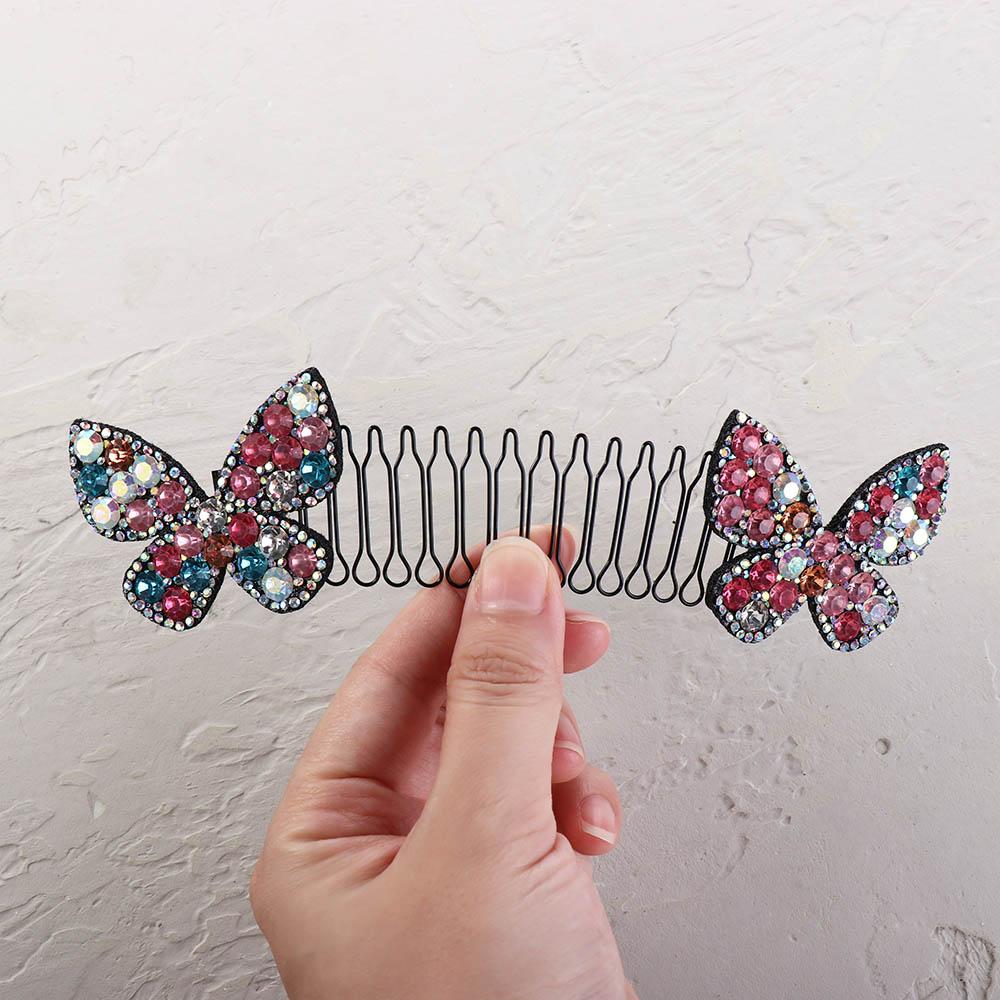 Butterfly U Shape Hair Styling Comb Rhinestone Fixed Combs Invisible Extra Hair Holder Lady