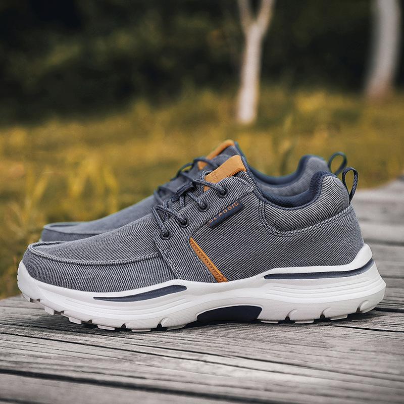 Factory direct sales large size foreign trade canvas casual single shoes men's thick sole wide foot lace-up outdoor sports canvas shoes