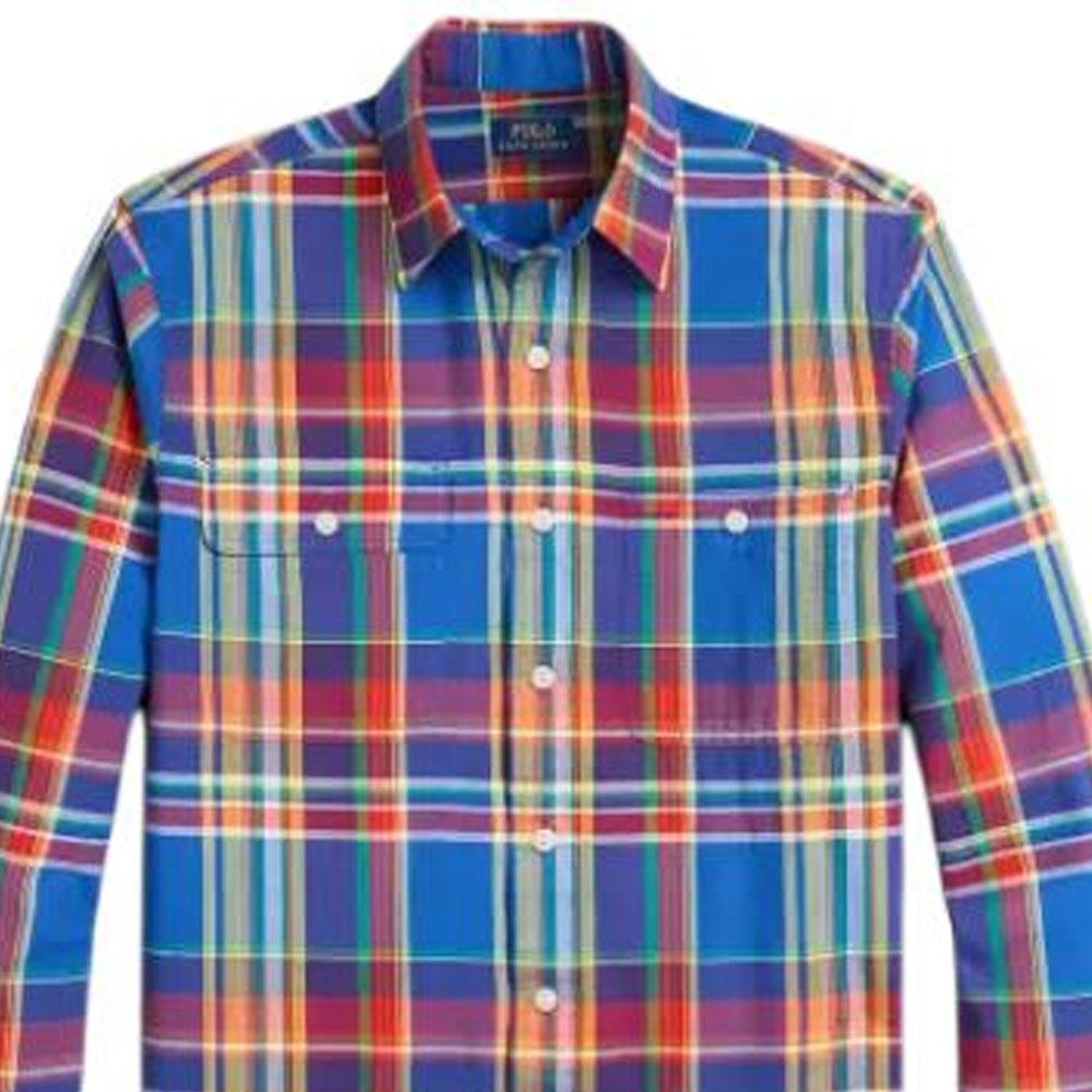 Polo Ralph Lauren Button-Down Long Sleeve Plaid Shirt Men Shirts Blue MNPOWOV16823-431