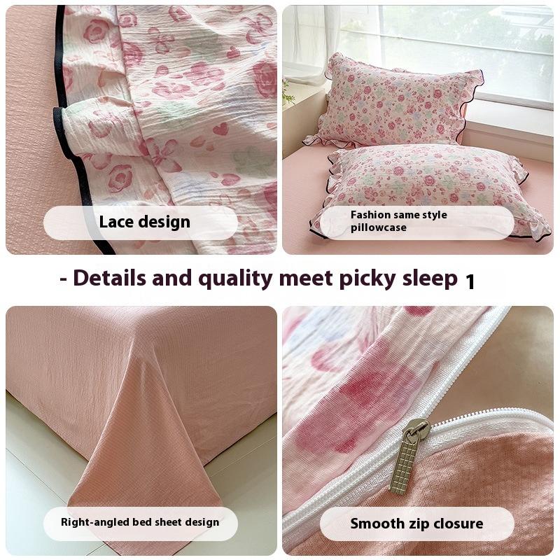 Lace Bed Four-piece Set, Skin-friendly Cloud-feeling Thin Quilt Cover, Bed Sheet Quilt Cover Three-piece Set