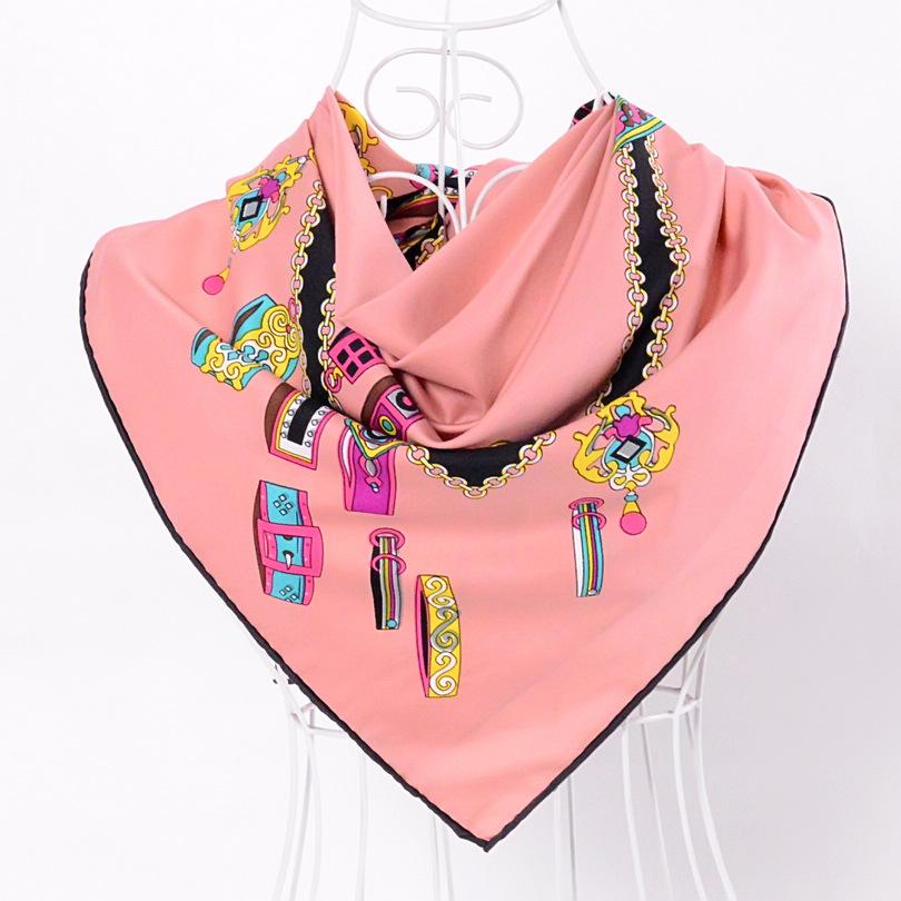 [Bysifa]  Black Twill Silk Scarf Shawl Fashion Elegant High Quality Women Spring Autumn Square Scarves 90*90Cm Bufandas