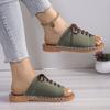 Large Size Women's Slippers, Summer Lace-up Fish Mouth Slippers, Flat Casual Sandals For Outer Wear