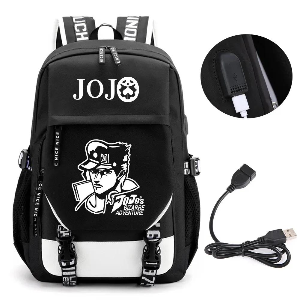Anime JOJO Jonathan Joestar Golden Experience Backpack School Bookbag with USB Port Laptop Compartment for Boys Girls Travel Bag