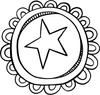 Printtoo Doodle Star In Circle Design Round Wooden Rubber Stamp Diary Card-2