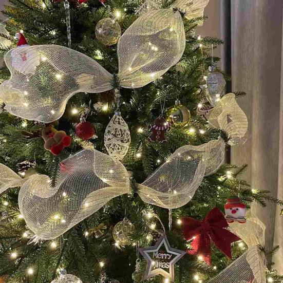Christmas Mesh Ribbon 10 Inch X 10 Yards Metallic Foil