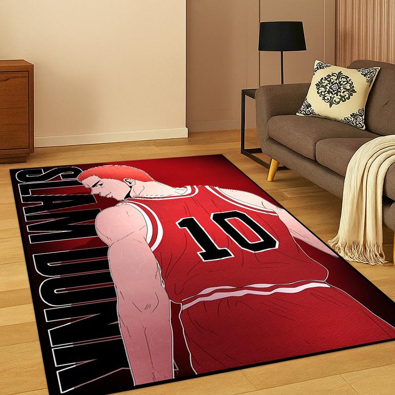 Cartoon Slam Dunk Basketball Anime Teppich für Schlafzimmer Wohnzimmer Sofa Spielzimmer Fußmatte Heimdekoration, Kinderteppich rutschfest