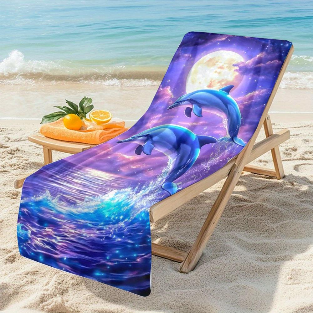 Extra Large Dolphin Beach Towel - Quick-Dry Super Absorbent, Vibrant Ocean Night Sky Design for Pool, Swim & Travel, Lightweight