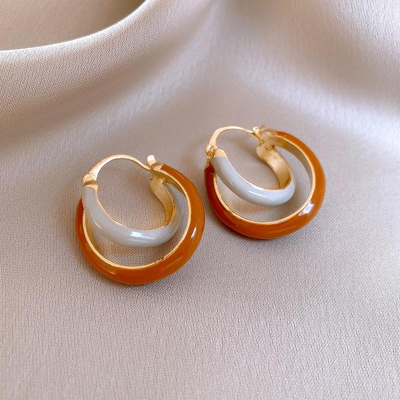 Maillard artificial tiger's eye stone ear buckle retro fashion high-end earrings light luxury temperament earrings