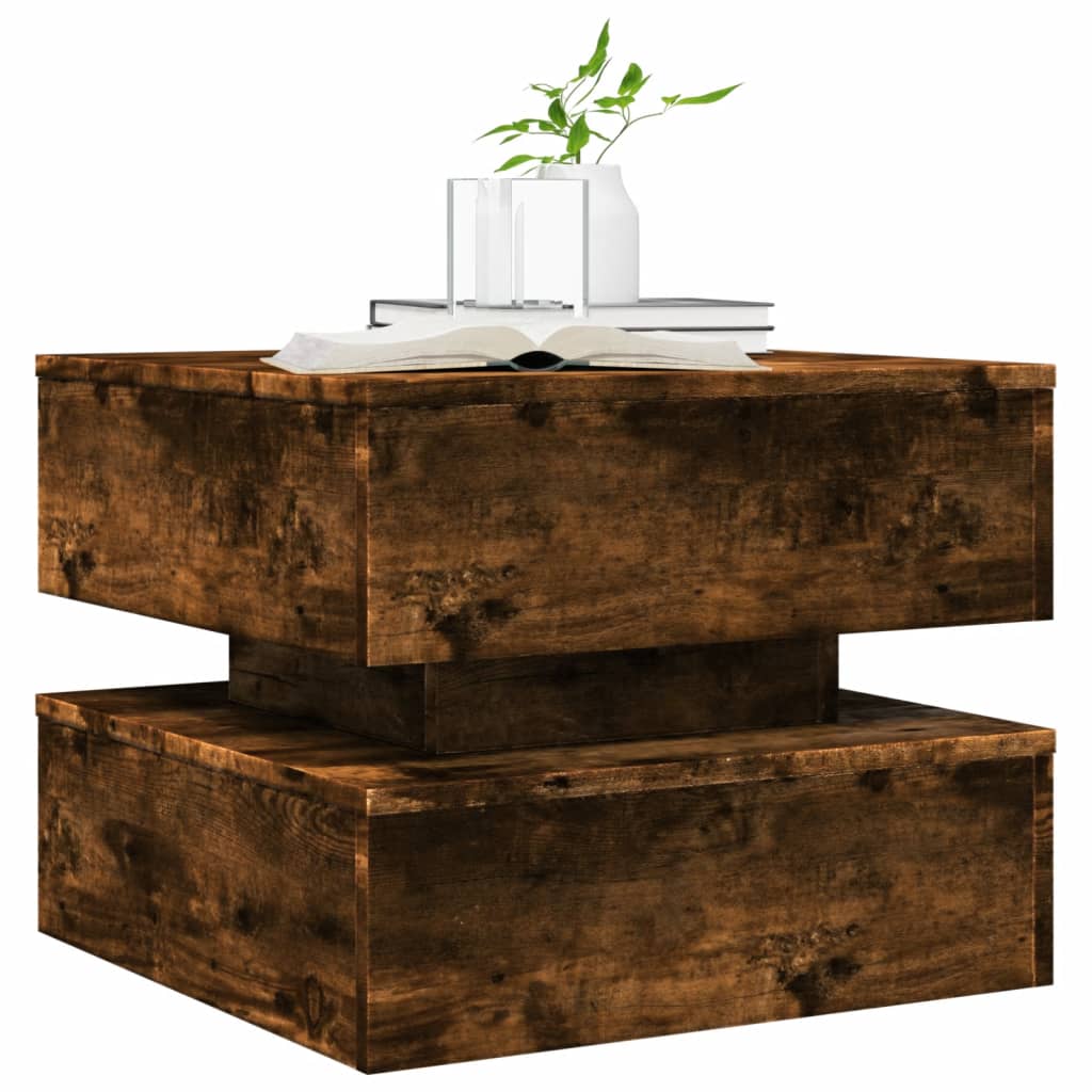 LED Coffee Table In Smoked Oak 50 X 50 X 40 Cm