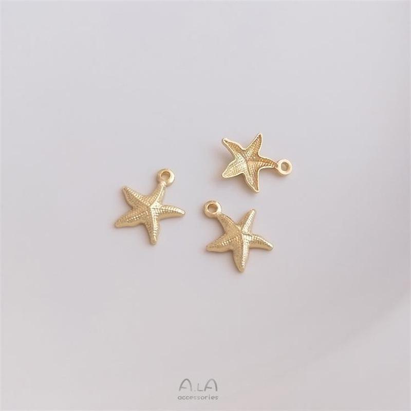 14K Gold-Plated Ocean Series Starfish Charm for DIY Jewelry - Bracelet, Necklace, Earrings, Pendant