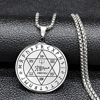 Solomon Pentagram Key Seal Pendant Stainless Steel Necklace Hexagram Amulet Amulet Necklace Jewelry
