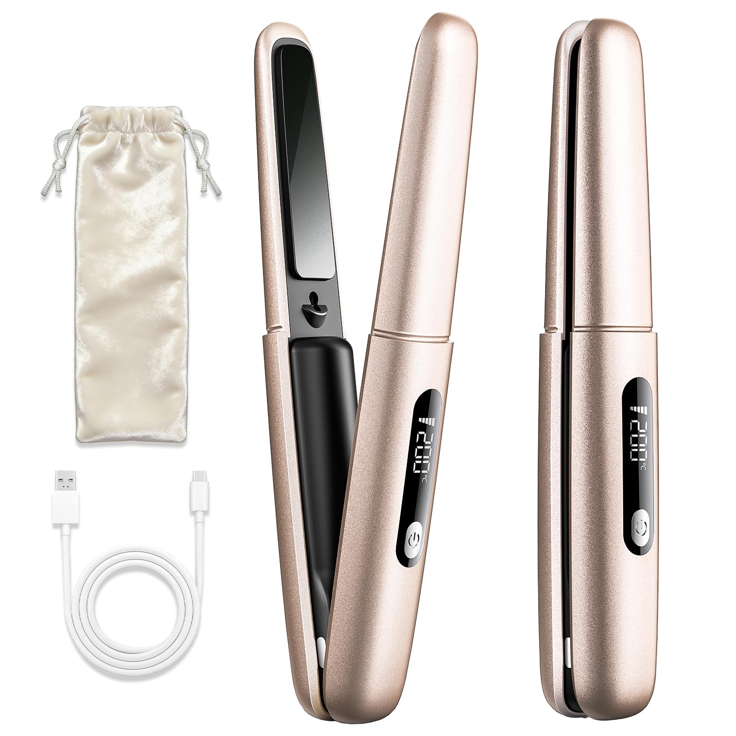 Cordless Hair Iron by Hairdressers Rapid Heating Instantly Creates Shiny Straightening Iron 18mm Rechargeable Hair Iron with 4 Temperature High