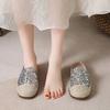 Sequin Woven Half Slippers Women's Summer Wear 2025 Comfortable Straw Fisherman Shoes Platform Lazy One Pedal Muller Shoes
