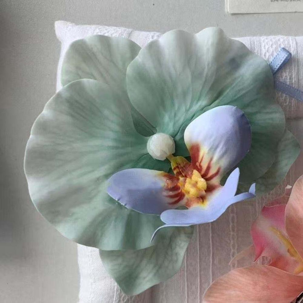 Sweet Orchid Flower Hairpin Rhinestone Women Side Clip Headdress Butterfly Orchid Hair Clip  Beach