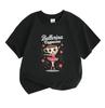 Kids Unisex 100% Cotton Crew Neck Short Sleeve T-Shirt, Cute Ballerina Cappuccina Coffee Cup Ballet Dancer Print Casual Soft Tee for Boys Girls