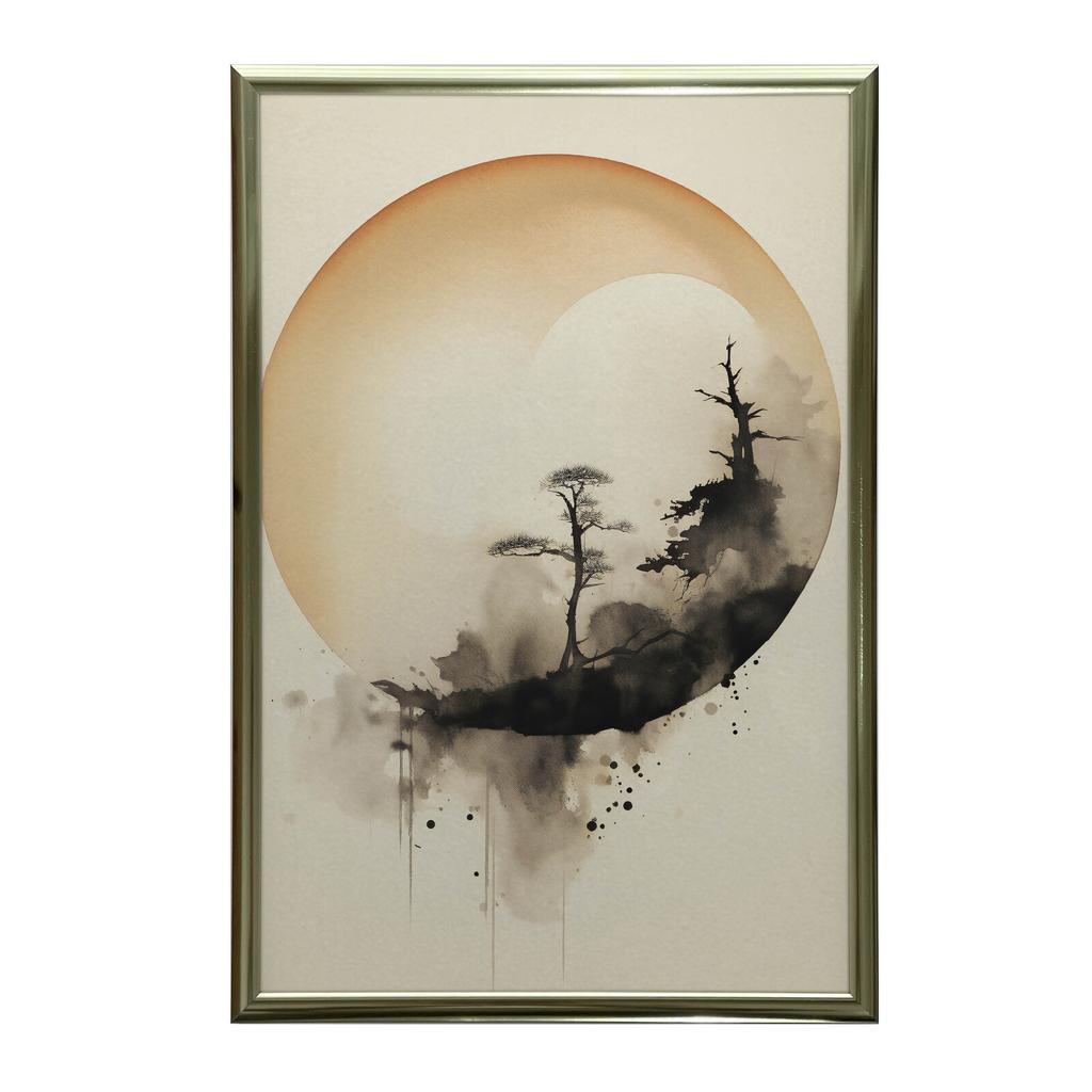 Zen Circle Zen Circle, 50X70 Cm, Dark Brown Wooden Frame, 230 Gsm Matte Paper