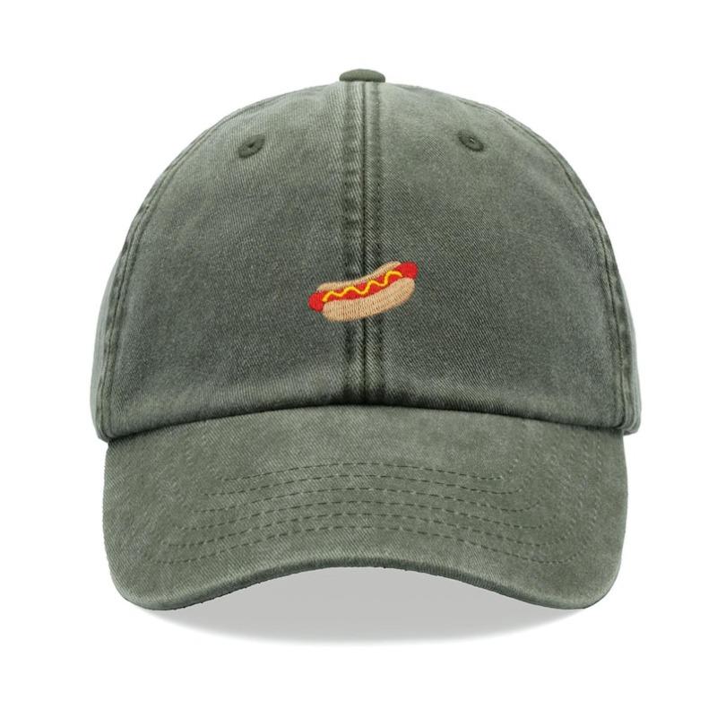 Hotdog Baseballkappe Vintage Gewaschen Unisex Dad Hat Verstellbar Ausgeblichen Sport Sonne Essen Wandern Gartenarbeit Lustig Sommerurlaub