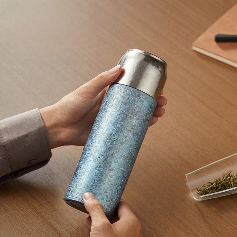 Shangqi Titanium Insulated Tea Thermos with Mechanical Temperature Display