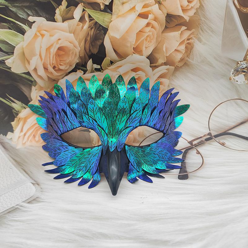 Bird Beak Eagle Mask Cosplay Owl Feather Half Face Mask Masquerade Carnival Dress Up Party Costume Eye Mask зелёный
