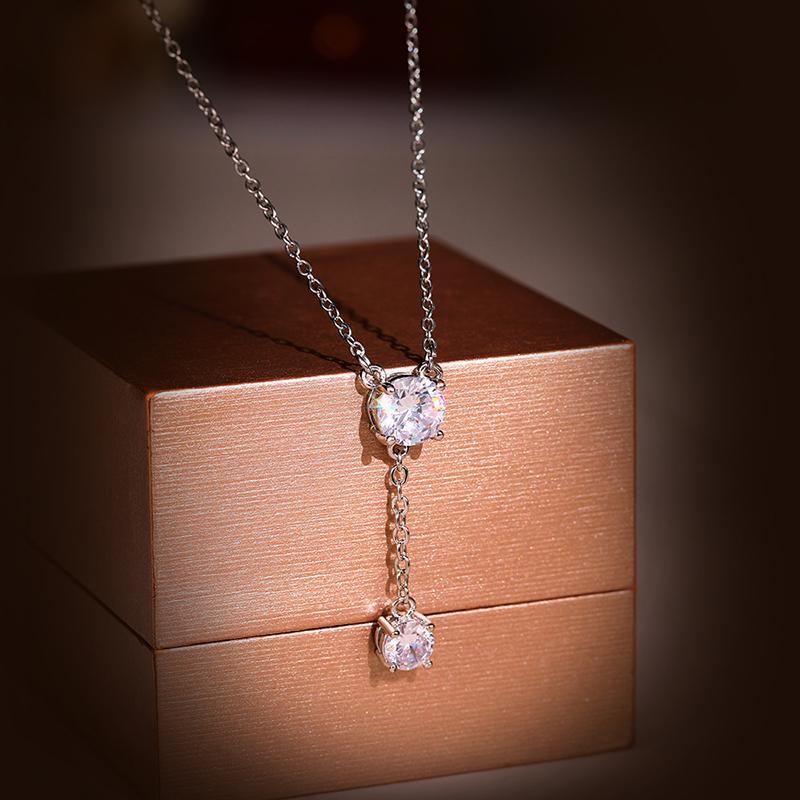 Huitan Fancy Cubic Zirconia Pendant Necklace Women for Wedding Temperament Elegant Lady's Neck Accessories Statement Jewelry