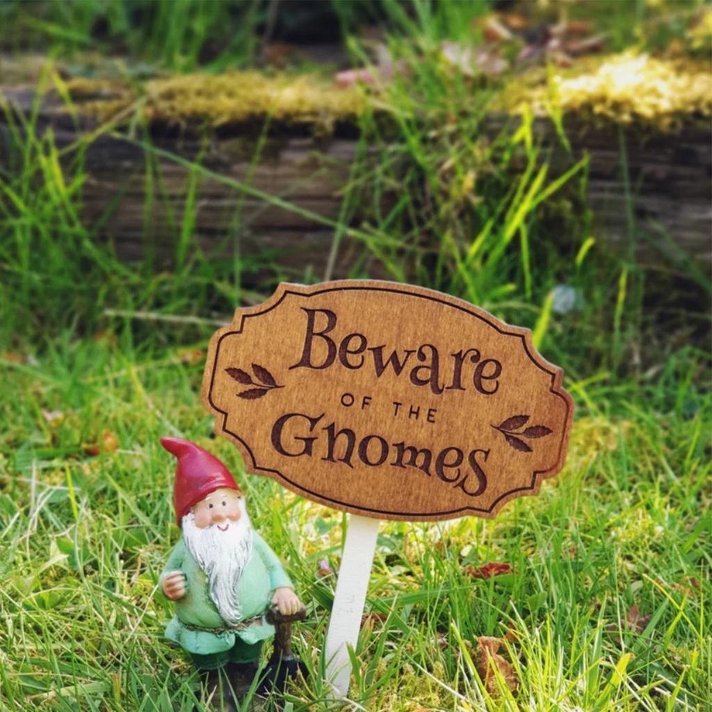 Beware Of Gnomes Sign, Garden Sign Accessories, Signs, Garden, Fun Decorative Ornaments, Holiday Ornaments