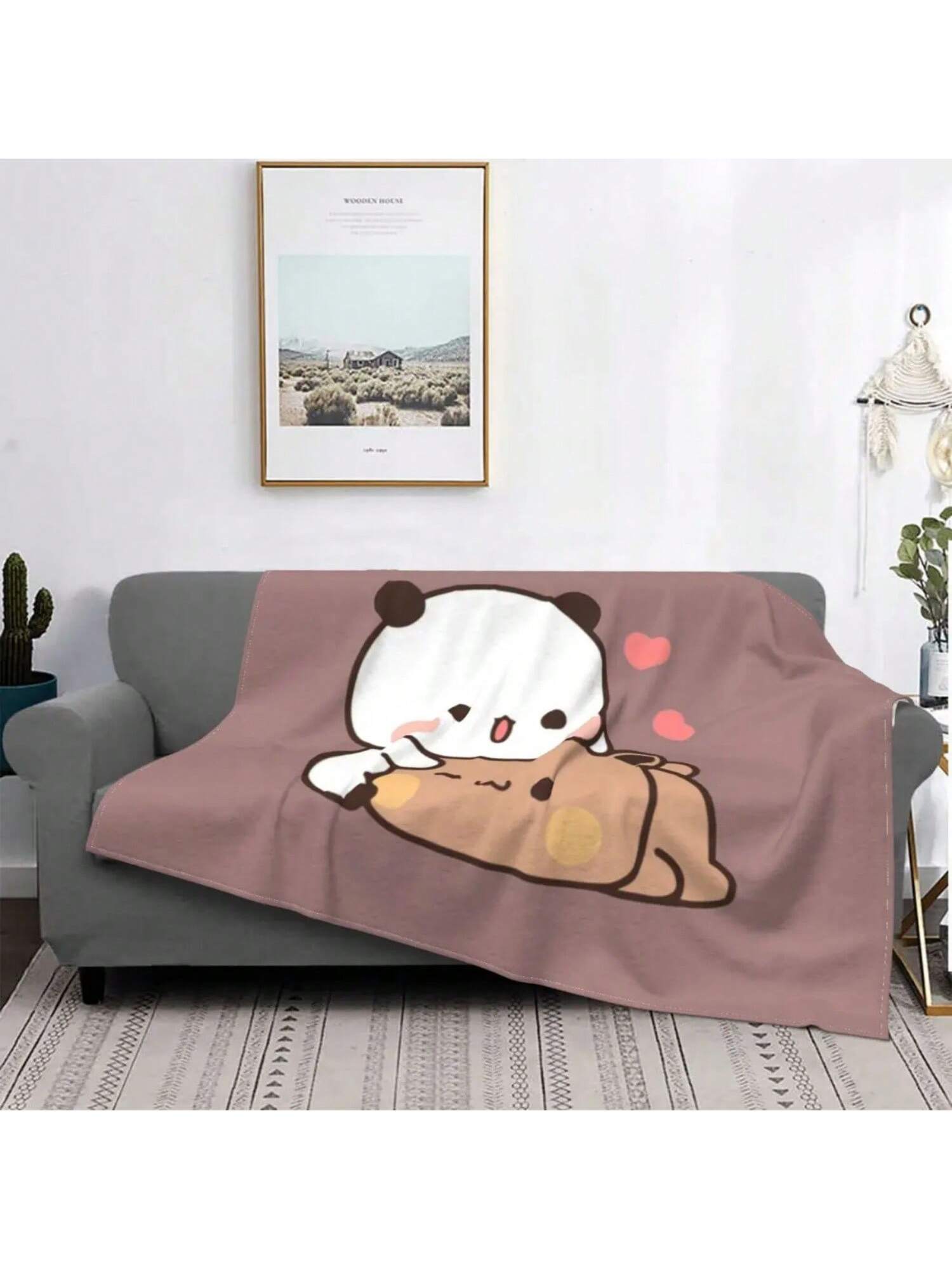 Мишка DuDu и Панда BuBu Любовь Расслабляющий Момент Ультрамягкое Микрофлисовое Одеяло 75X95CM