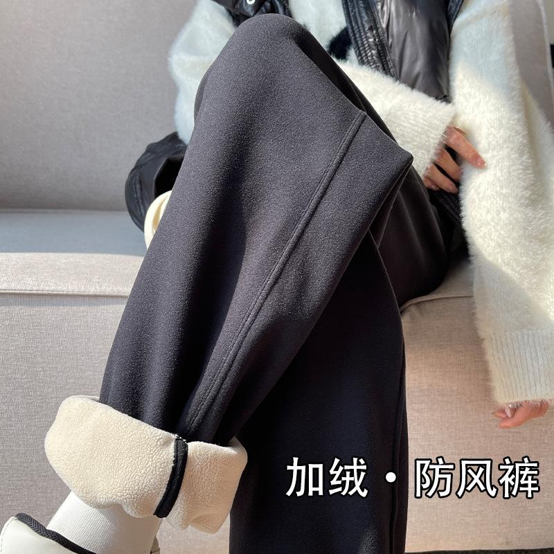 Women High Waist Fleece Lined Harem Jogger Pants Loose Cuff Ankle Windproof Sports Sweatpants For Autumn Winter