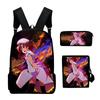 Fashion Novelty When They Cry Higurashi 3D Print 3pcs/Set School Bags Laptop Daypack Backpack Inclined Shoulder Bag Pencil Case