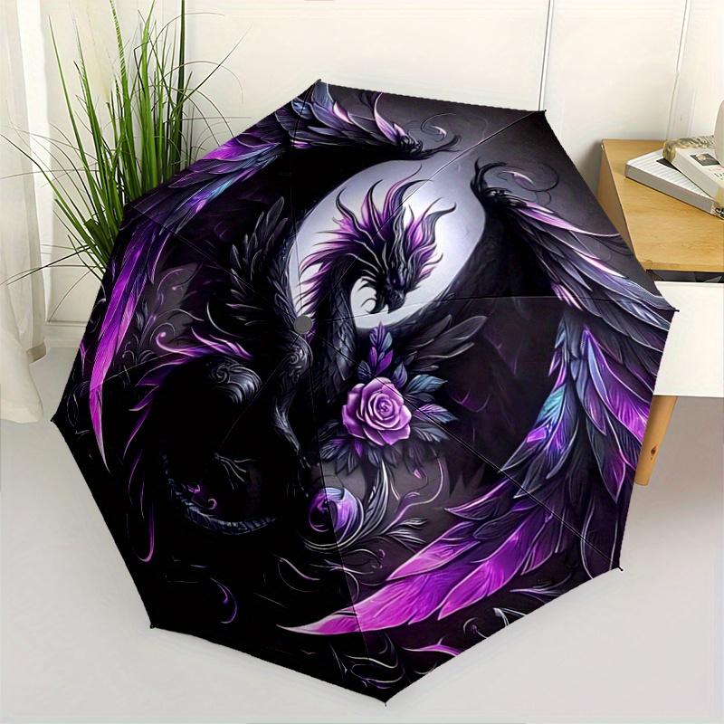 1pc Purple and Black Dragon Automatic Open/CloseUmbrella,Compact Umbrella for Men & Women Day Gift.C061