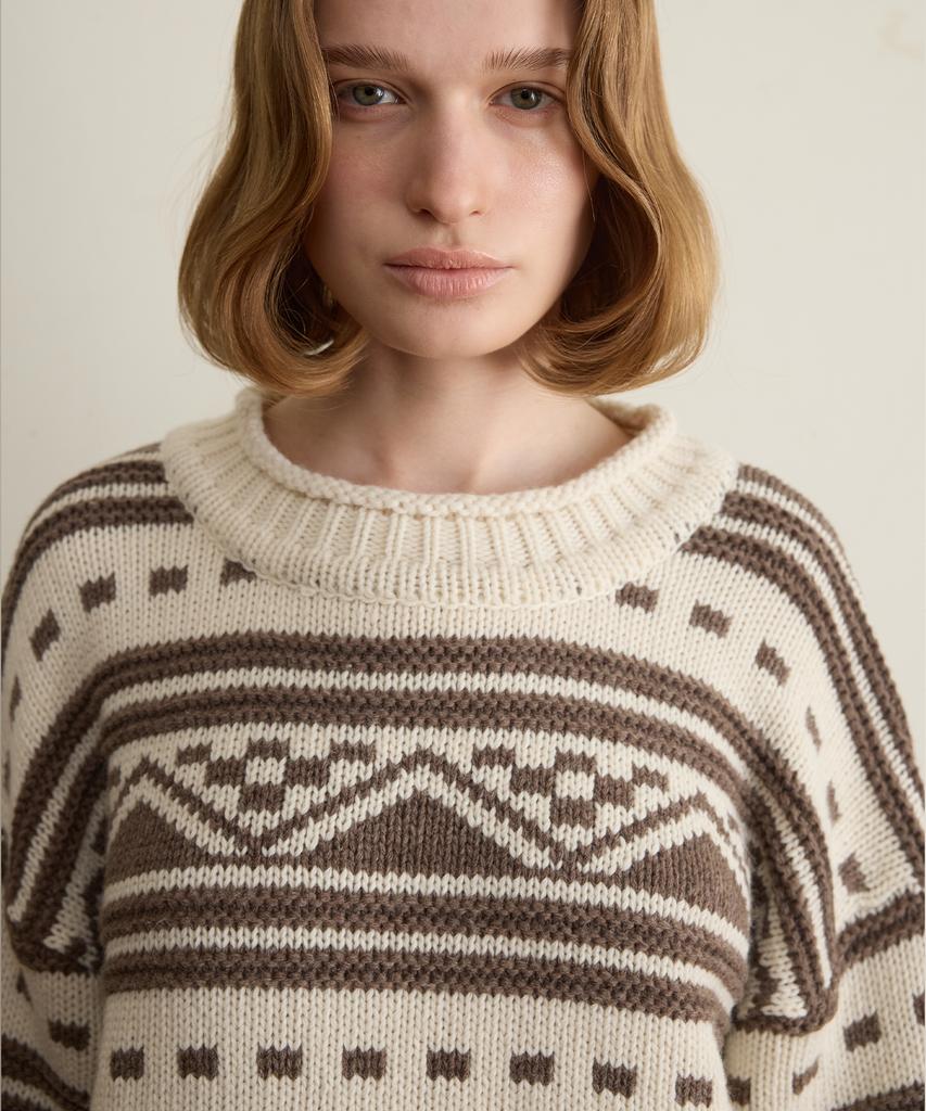 FUNFROMFUN Nomad Fair Isle Pullover, Brown