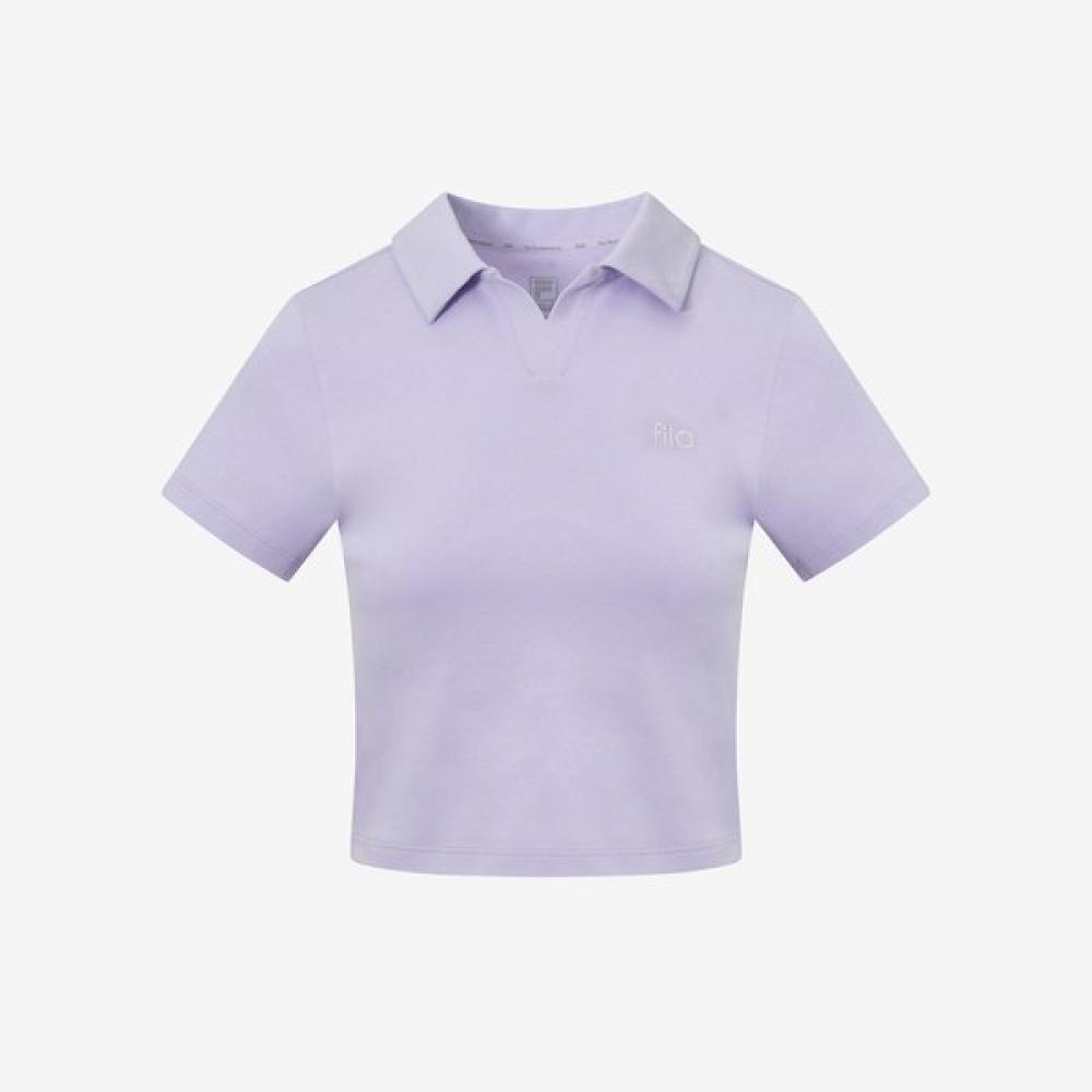 Fila Semi Crop CoTTon Span Polo T shirT LAVENDE/W95