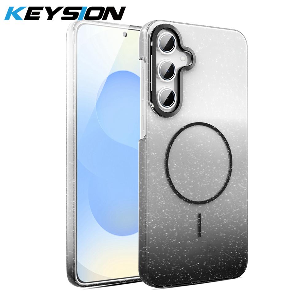 KEYSION Luxury Gradient Glitter Magnetic Phone Case for Samsung Galaxy A55 5G A35 A25 A15 A05S Transparent Hard PC Shockproof Cover