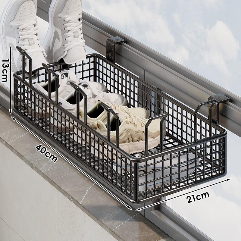 Outdoor Shoe and Clothes Drying Rack with Anti-Theft Window Hook