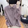 Women's Cotton Linen Lace Patchwork Long Sleeve Shirt - Spring/Summer Retro Style