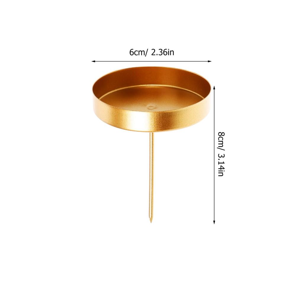 MUCKLILY 6-Piece Round Candle Spike Plates, Durable and Reusable Iron Candlesticks for Pillar Candles, Perfect for Weddings, Home, and Parties, Gold