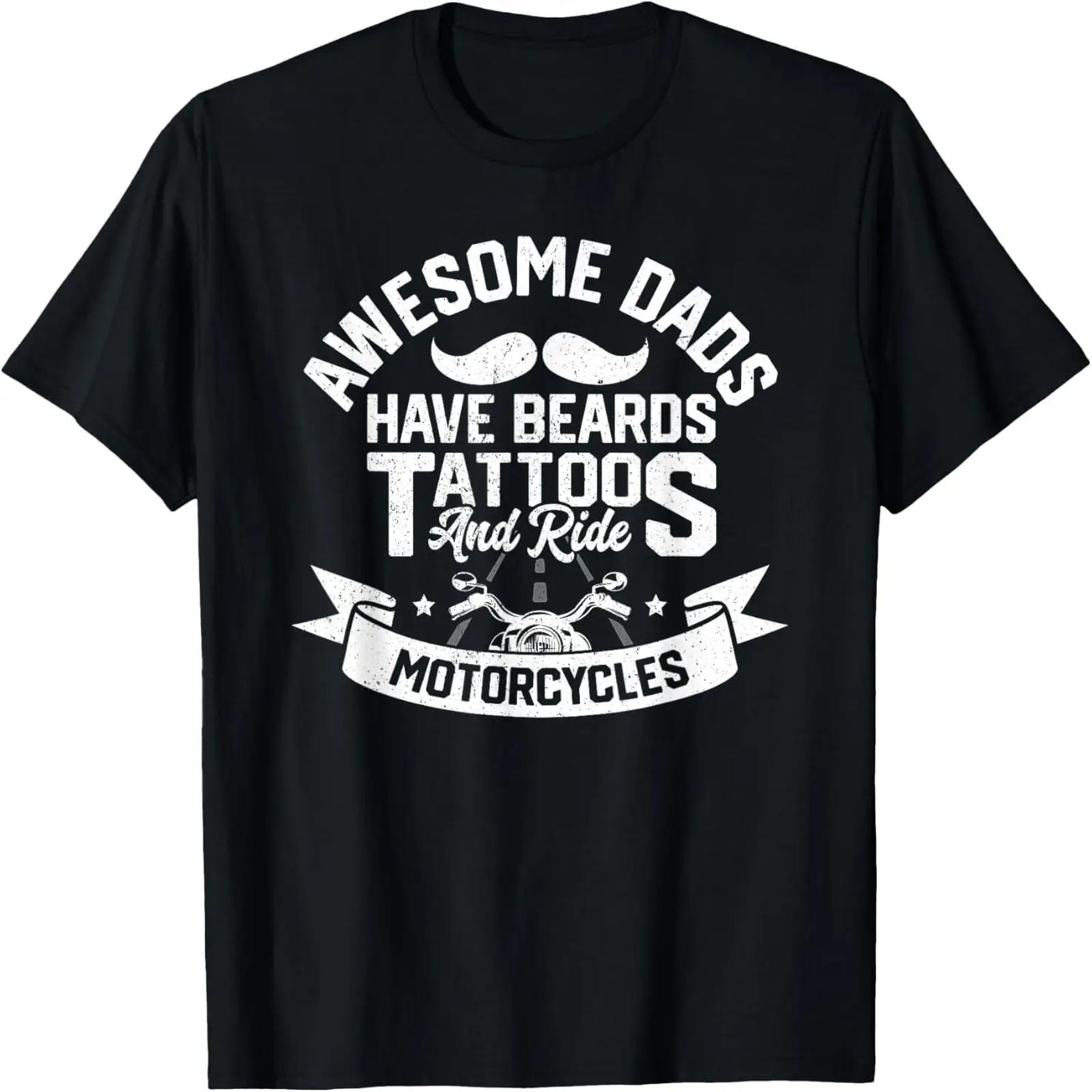Funny Beard Shirt Awesome Dads Beard Tattoos Motorcycles T-Shirt XXXXXL разноцветный