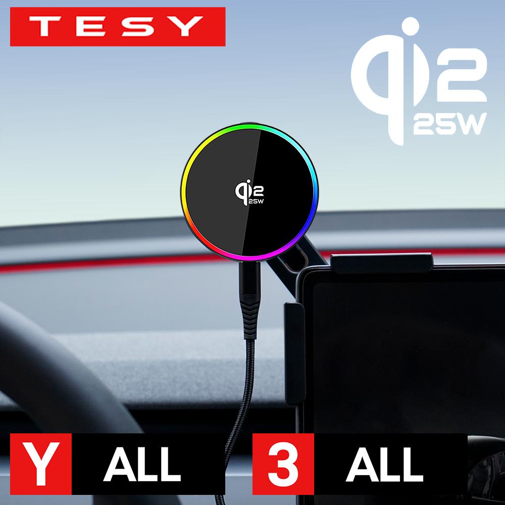 25W Araç Telefon Tutucu Manyetik Kablosuz Şarj Cihazı MagSafe Uyumlu Tesla Model 3 Y HIGHLAND LAUNCH JUNIPER 2026 için