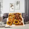 Cute Cartoon Highland Cow Throw Lightweight 240g Flannel Blanket Soft Skin-friendly for Summer Cooling