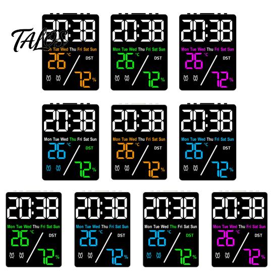 Stylish Dual Alarm Clock Multifunctional Large Screen Digital Brightness Adjustment Humidity Temperature Display Desktop Table