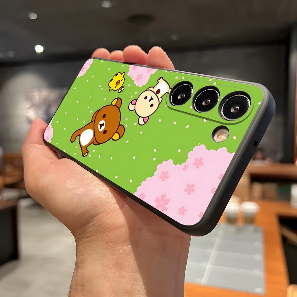 Cute R-RilakkumaS Phone Case For Samsung A56 A36 A26 A16 A15 A25 A35 A55 A14 A34 A24 A54 Black Soft Shell