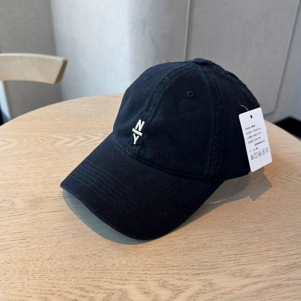 Navy blue embroidered letters NY baseball hat for men and women, four seasons, big head circumference, small sunshade cap, versatile
