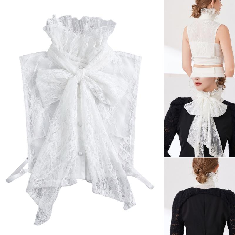 Lace Flower False Collar For Women Sheer Detachable Ruffle Collar Neck Decorative Accessory for Formal Occasion Outfit