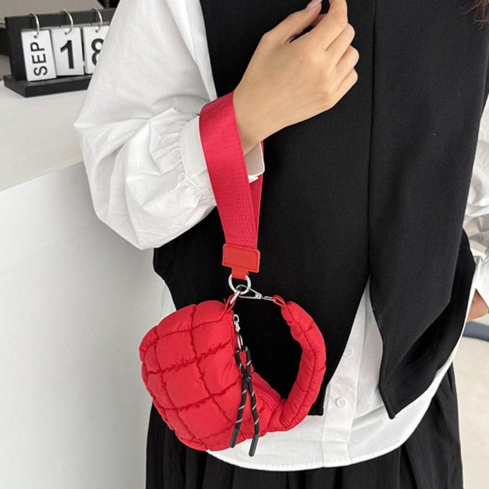 Solid Color Cloud Pleated Coin Purse Quilted Bag Pendant Cute Small Wallet Key Bag