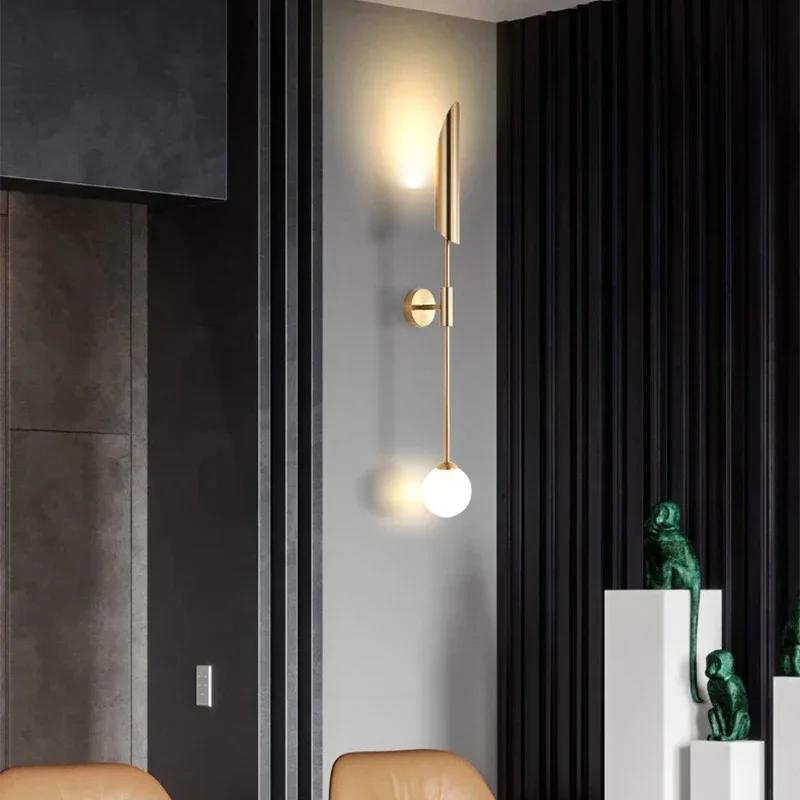 Modern minimalist wall lamp living room TV background staircase bedroom wall lamp Nordic home decoration lighting fixtures gloss