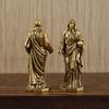 Vintage Solid Brass Handcrafts Jesus Sacred Statue Ornaments Office Decor Figurines