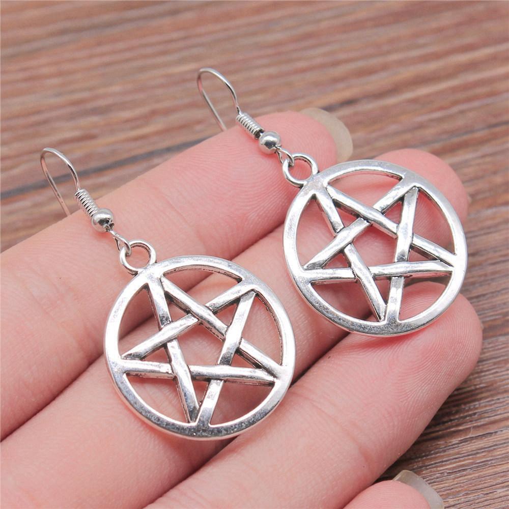 Bohemian Hot-Sale Star Moon Pentagram Circle Dangle Earrings Memorable Wedding Gift for Daily Style