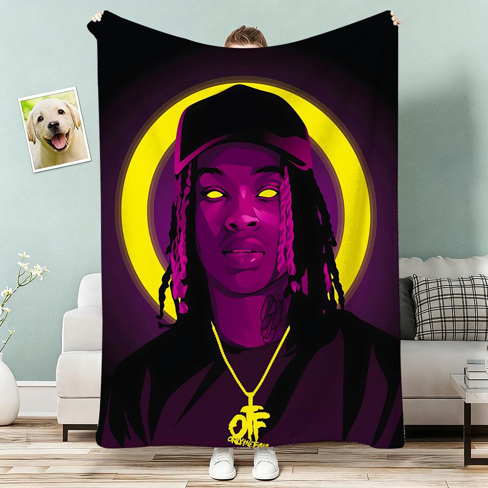 King Rapper Von Throw Lightweight 240G Flannel Blanket Soft Skin-Friendly For Summer Cooling