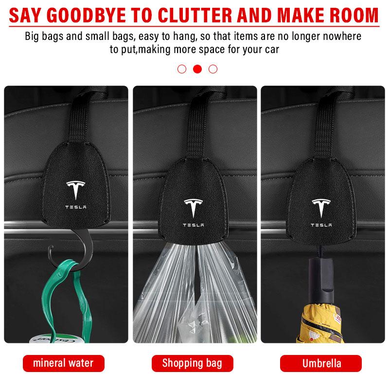 Car Interior Organizers Hooks Car Back Seat Hook Headrest Hanger For Tesla Model 3 Y X S Cc3 Cybertruck Y Juguete Roadster Coil 4