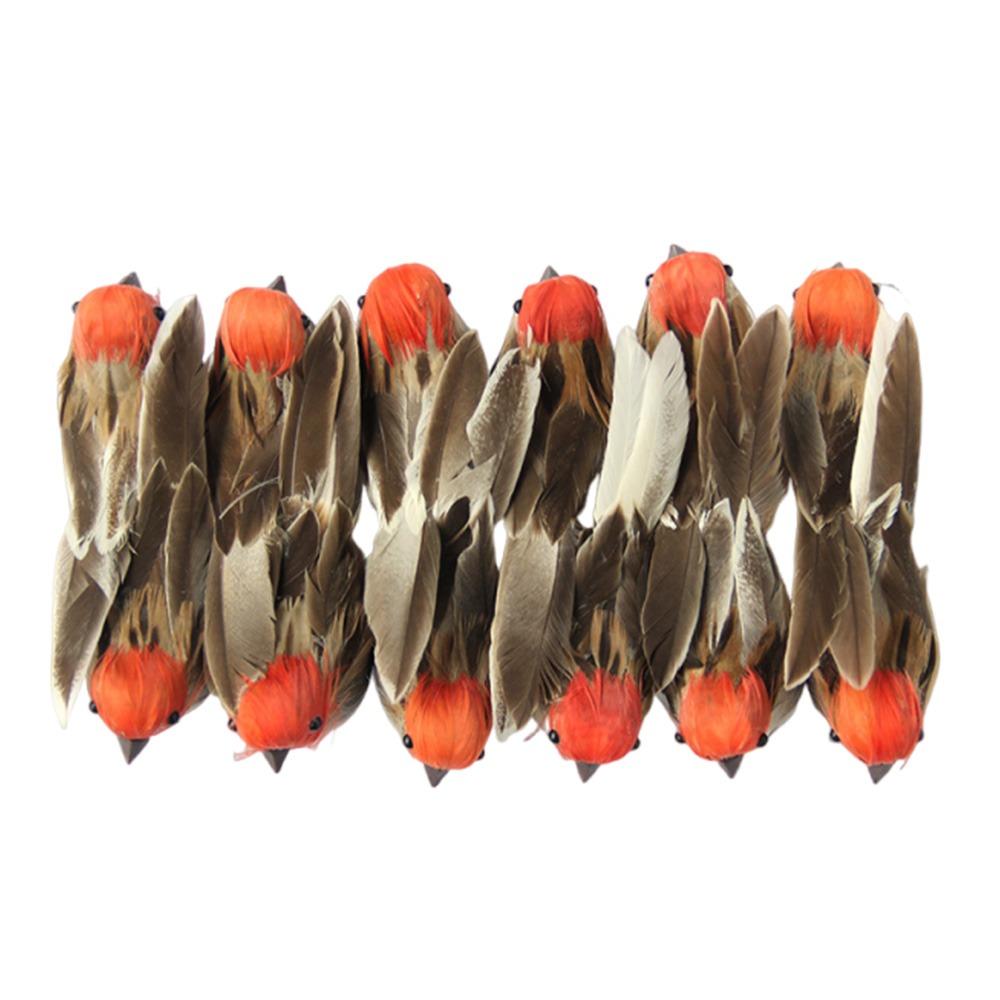 

6PCS Foam Simulation Sparrow with Clips Artificial Bird Model Landscape Making 6pcs помаранчевий