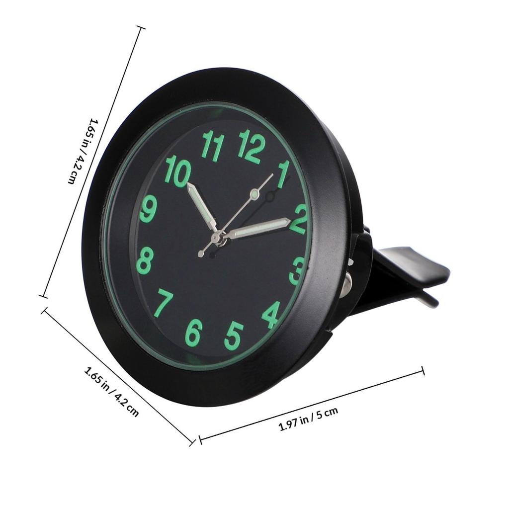Silver Car Electronic Clock with Glow Hands Mini Air Vent Quartz Timekeeper for Safe Driving Office Desk Study Night Use